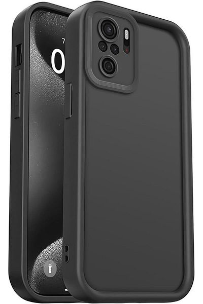Fibaks حافظة لهاتف Xiaomi Redmi Note 10/10S مع حماية للكاميرا، غطاء سيليكون أسود ناعم الملمس ممتص للصدمات