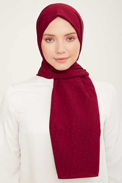 Armine Jacquard Heart Detailed Shawl Burgundy