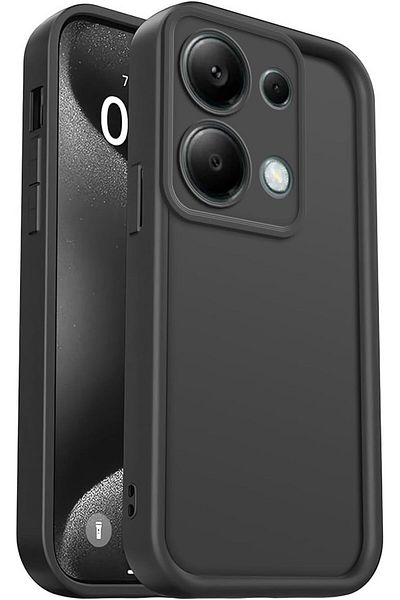 Fibaks حافظة لهاتف Xiaomi Redmi Note 13 Pro 5G مع حماية للكاميرا، غطاء سيليكون أسود ناعم الملمس ممتص للصدمات