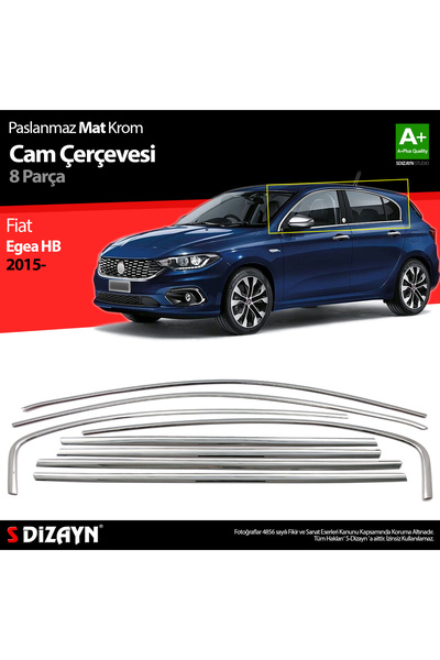 S Dizayn S-Dizayn Fiat Egea HB Krom Cam Çerçevesi 8 Prç. 2015 Üzeri (Mat Krom...