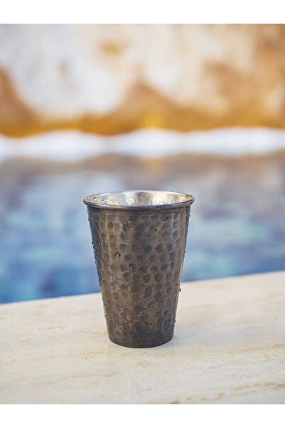 Bakır Concept Copper Mug Cup Hammer Tattooed Flat Model Oxide Color Set of 2