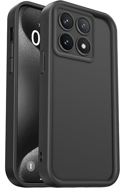Fibaks حافظة Poco X6 Pro مع حماية للكاميرا، غطاء سيليكون أسود ناعم الملمس ممتص للصدمات