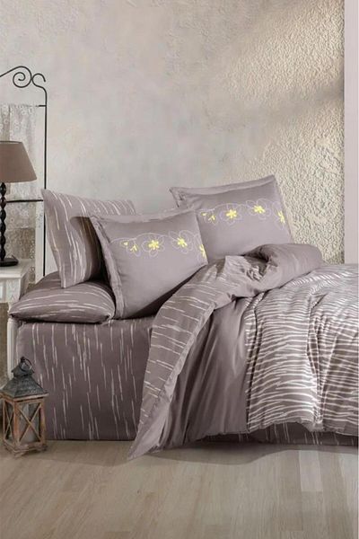 Hobby Adalia Platinum Double Cotton Satin Duvet Cover Set