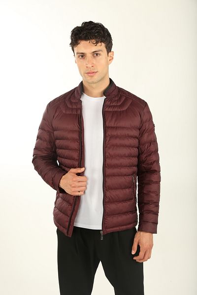 DAKSEL Brg Men's Burgundy Color Fiber Filled Jacket Windproof