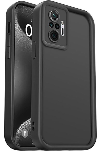 Fibaks Xiaomi Redmi Note 10 Pro Kılıf Kamera Korumalı Yumuşak Dokulu Darbe Emici Siyah Silikon Kapak