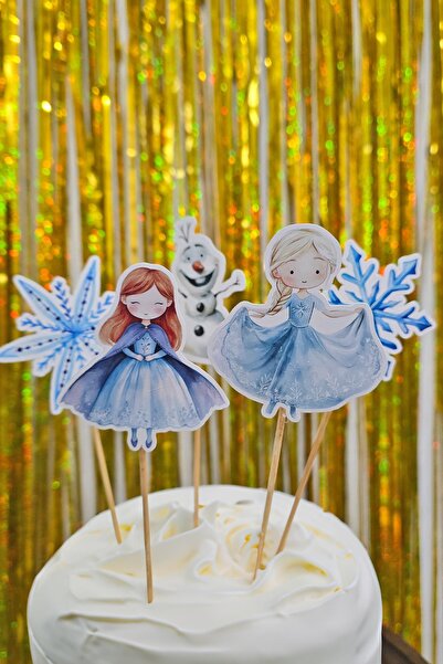 PEKSHOP Elsa Tema Kürdan Süsleri Cupcake Süsleri Elsa Frozen Konsept Lüks Büy...