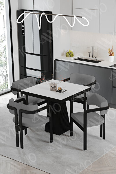 AVVİO Bendis Bohem Ayak Tokyo Demonte Sandalye 80x80 Yemek Masası Mutfak Masa...