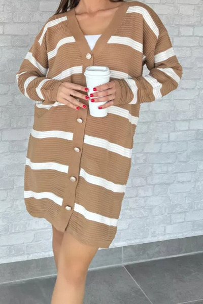 Trade Bazaar Cardigan din tricot cu dungi din material premium