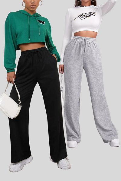 DAXİS Sportwear Company Γυναικεία φαρδιά φούτερ 2 συσκευασιών Γκρι-Μαύρο