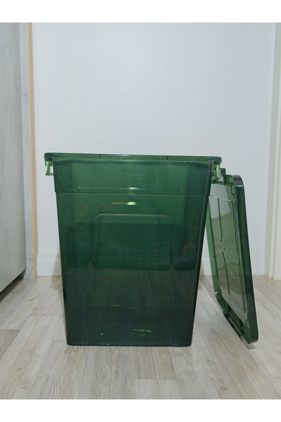 biedda 55 Liter Green Plastic Vertical Deep Storage and Organizing Box with Lock Lid