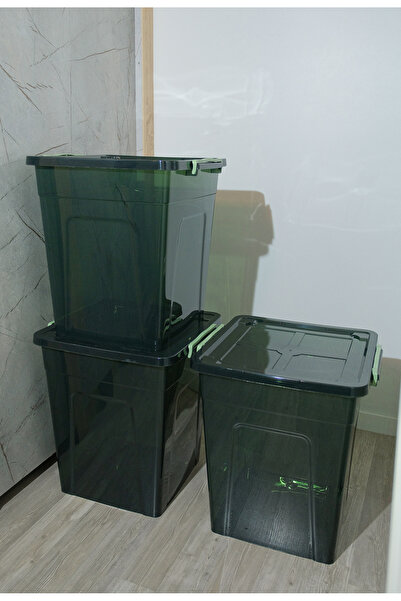 biedda 55 Litre Green Plastik Kilitli Kapaklı Dikey Derin Saklama ve Düzenlem...