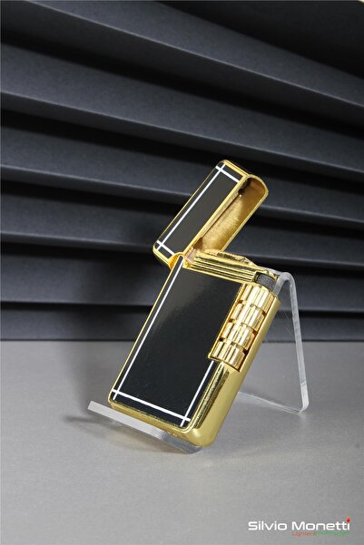 Silvio Monetti Siyah Altın Özel Tasarım Kapaklı Model Gazlı Çakmak 24CSM813BTR05