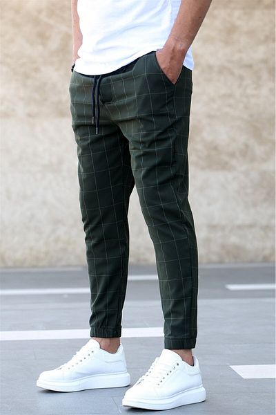 Madmext Καρό Khaki Jogger Mad4081