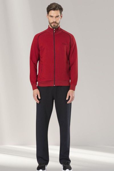 Pierre Cardin Men's Gray Navy Blue or Claret Red Tracksuit Set Home Wear