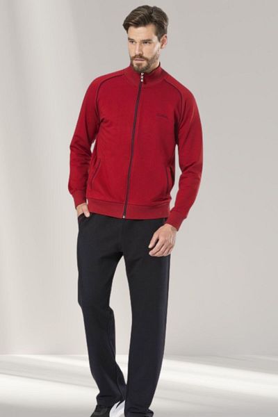 Pierre Cardin Men's Gray Navy Blue or Claret Red Tracksuit Set Home Wear