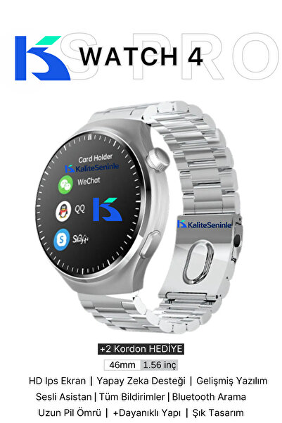 KALİTESENİNLE Watch 4 Pro Akıllı Saat Iphone Ve Android Telefonlara Uyumlu Nf...