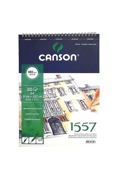 Canson 1557 Painting And Drawing Block 180gr A4 20yp With Top Spiral