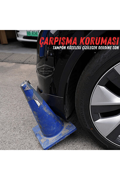 ŞüsCarOto Aksesuar Üniversal Esnek Tampon Köşesi Koruma Bandı Tampon Köşe Koruyucu Şerit Yumuşak 2 Parça Siyah 28 cm