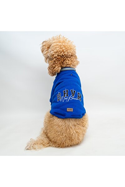 Buddy Store Kedi Ve Köpek Kıyafeti - BHVR Baskılı Saks Mavisi Tasma Delikli K...