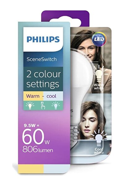 Philips Led Ampül Scene Switch 9,5w Tek Ampul İki Renk 2700K-4000K E27 Duy