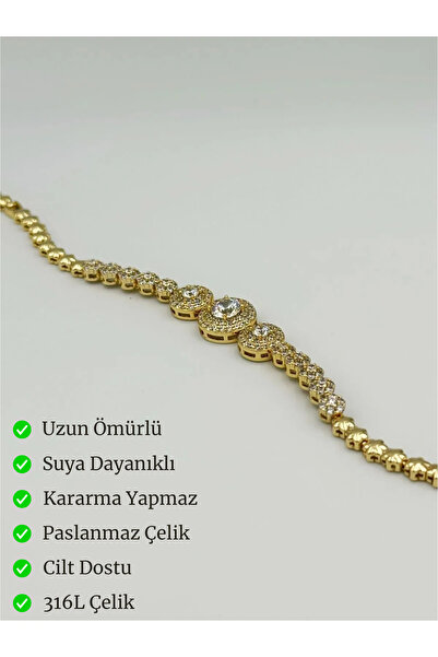 Skyes Jewellery سوار نسائي فاخر مقاوم للتشويه بلون ذهبي من الفولاذ عيار 316l