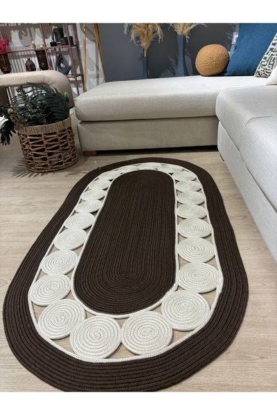 MaVaux Cookie Jüt Hasırlı El Örgüsü Kilim