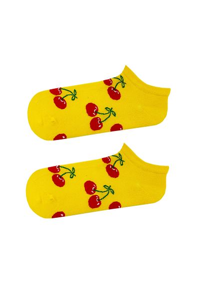 CARNAVAL SOCKS Черешови шарени жълти чорапи до глезените