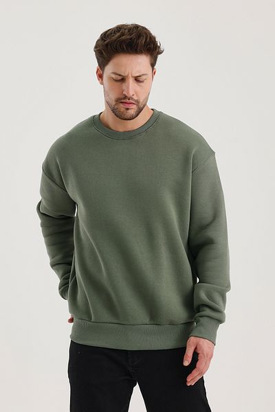 COMBİNE MİCHAİL Ανδρικό φούτερ Khaki Crew Neck Oversize Raster Basic
