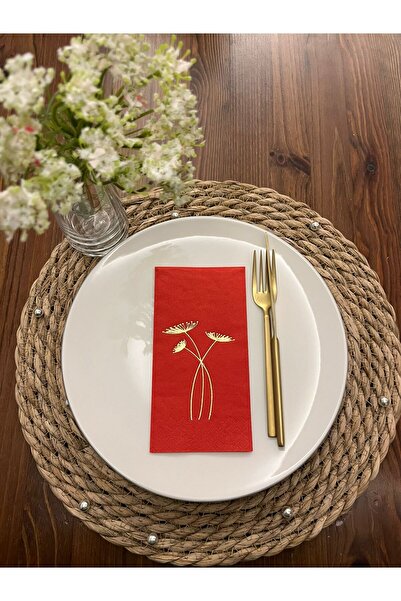 kidspartim منديل زهرة الجزر الأحمر المذهب 16 قطعة