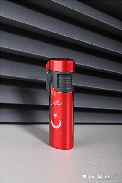 Silvio Monetti Kırmızı Beyaz Türk Bayrağı Özel Tasarım Gazlı Çakmak 24csm911cpr02