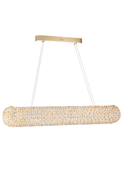Apliqa Leman Sıralı Gold 40 Watt Kristal Taşlı Salon Sarkıt Avize