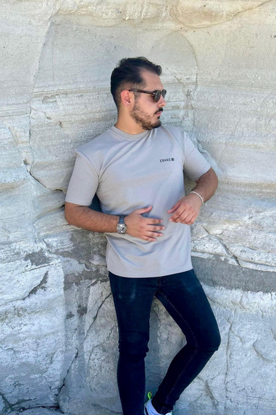 ER RE Unisex Gray Short Sleeve Crew Neck T-Shirt (with Logo)