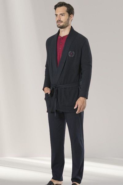 Pierre Cardin Men's Tr, Ko Roblu 5-Piece Groom Dowry Set Long and Shorts Pajamas Set,