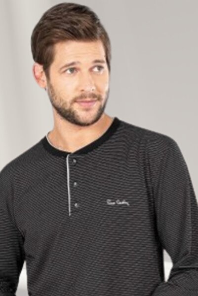 Pierre Cardin Ανδρικό σετ πιτζάμες μακριά με εναλλακτικά σχέδια σε μπλε ναυτικό, μπορντό και μαύρο χρώμα