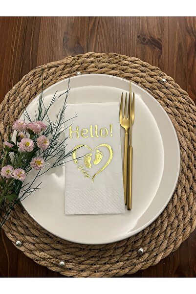 kidspartim مناديل هالو بيبي باللون الأبيض المذهب باللون الذهبي 16 قطعة