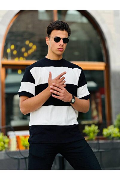 Miron Oversize κοντομάνικο μπλουζάκι - Ασπρόμαυρο 2421