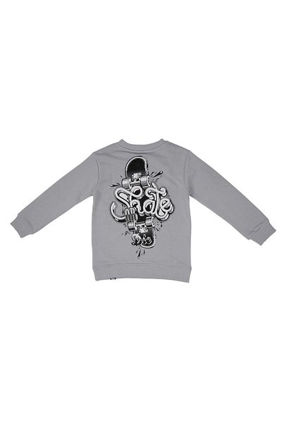No Fear Gray Kids Sweatshirt - Skateboard Slogan Printed