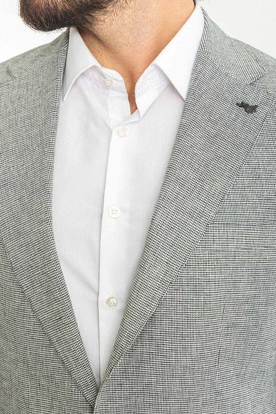 Mcr Ανδρικό μπουφάν με καρό Slim Fit Mono Collar Λινό Navy Blue-ecru - 40291.23y