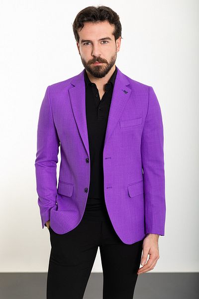 Mcr Straight Slim Fit Mono Collar Men's Jacket Purple - 40281.23Y