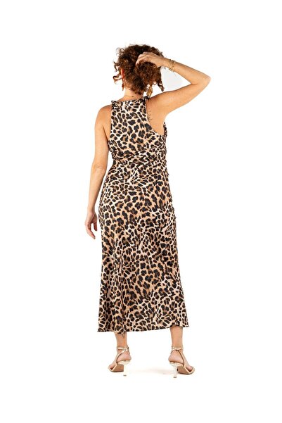 Portakal Esintisi Φόρεμα ντραπέ με σχέδιο λεοπάρ