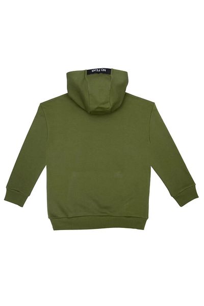 No Fear Boy's Military Green Printed Hooded Sweatshirt