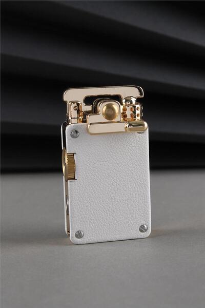 Silvio Monetti Suni Deri Benzinli Kapaklı Güçlü Tasarım Beyaz Benzinli Çakmak Caksm081t