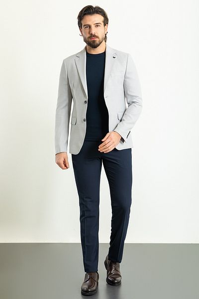 Mcr Straight Slim Fit Mono Collar Men's Jacket Gray - 40281.23Y