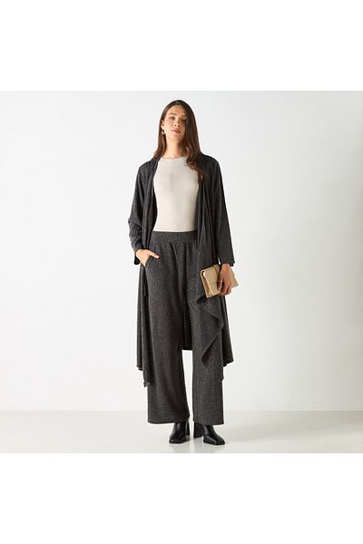 Iconic Textured Wide Leg Pants with Elasticated Waistband