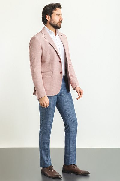 Mcr Patterned Claret Red Slim Fit Mono Collar Men's Jacket