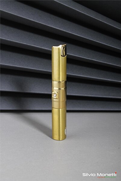 Silvio Monetti Altın Taşlı İnce Tasarım Gazlı Çakmak 24CSM837MR04