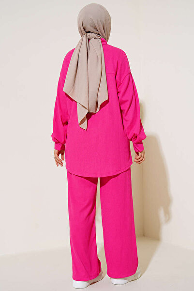 Bigdart T5858 Knitted Hijab Double Set - Fuchsia