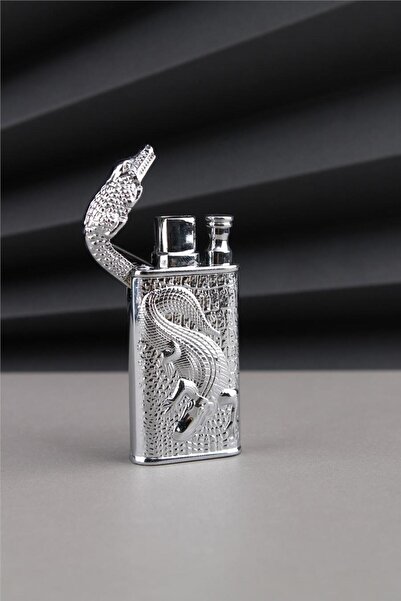 Silvio Monetti Gümüş Timsah Işlemeli Kabartmalı Timsah Çakmak 24csm927mr002