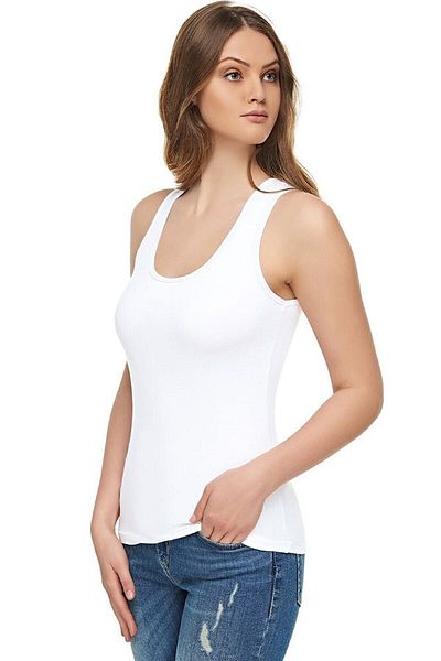 KEYAL Tutku Women's White Large Size Ribbed Wide Strap Undershirt 6 Pack 0136