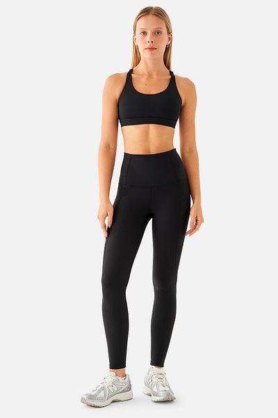 Superstacy Stella High Waist Pocket Recovery Black Sports Leggings